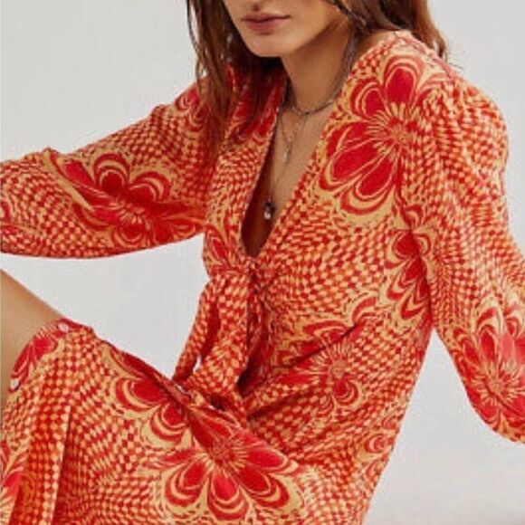 Free People - Womens Nappa Dress In Sunshine Combo Size S - Picture 2 of 7